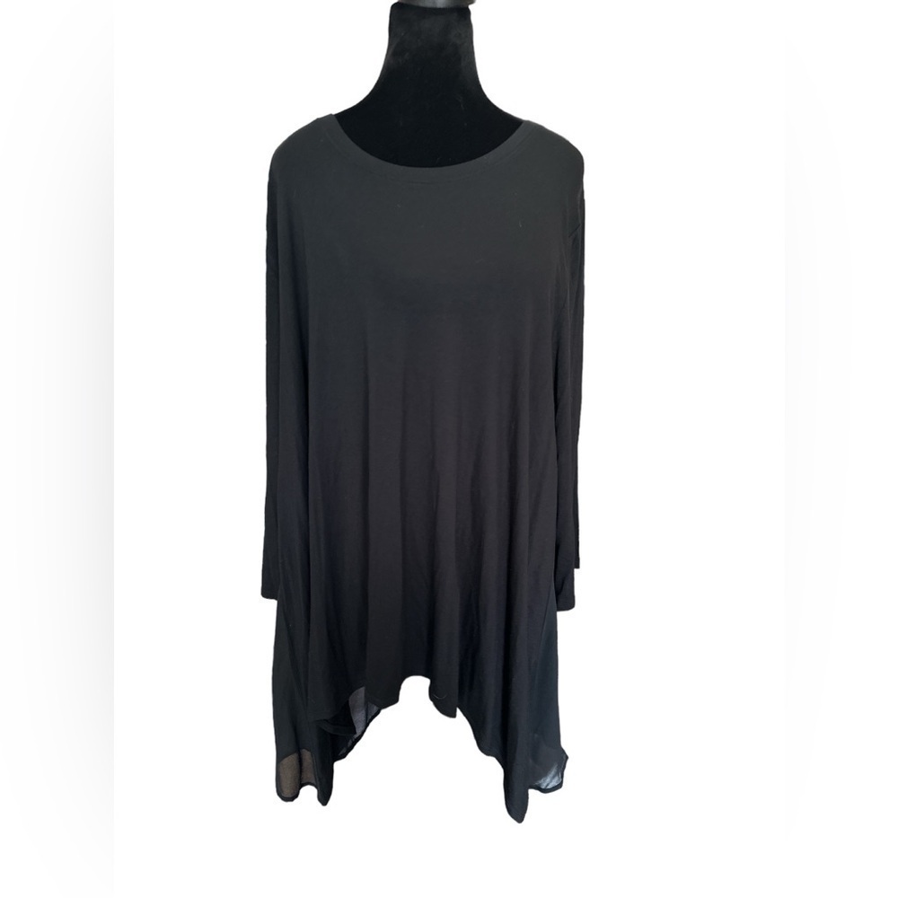 Lane Bryant Black Swing Long Sleeve Tunic Half Mesh Back NWT Women’s Size 26/28